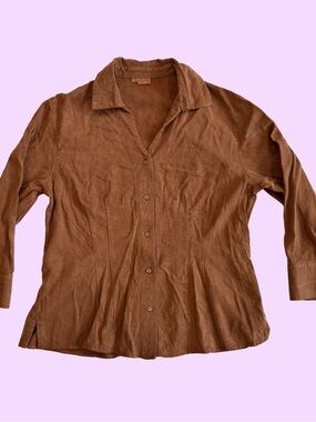 Tianello Women's Button-Down Shirt in Warm Brown